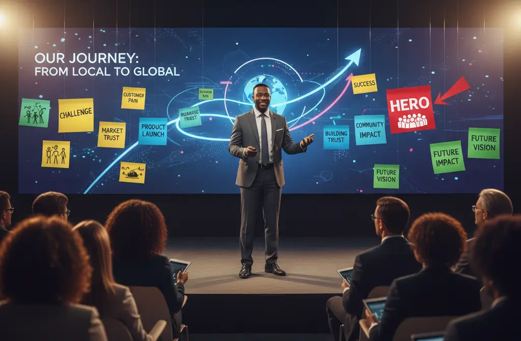 Storytelling Marketing – un fondateur structure une brand narrative pour connecter avec ses clients.